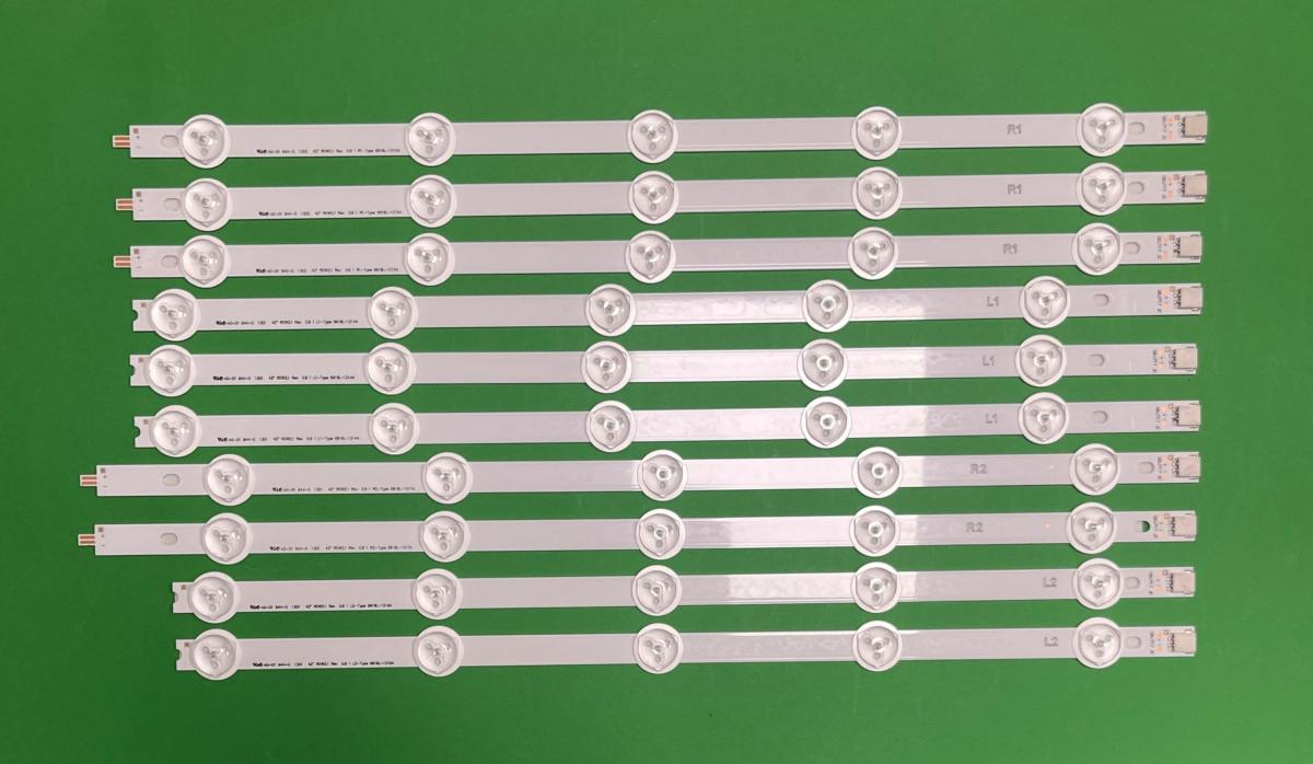 Led backlight strip for tv LG 42" set 10pcs ( R1 X 3pcs , R2 X 2pcs , L1 X 3pcs , L2 X 2pcs) ( AGF78326501 ) ( 6916L-1214A , 6916L-1215A , 6916L-1216A , 6916L-1217A )