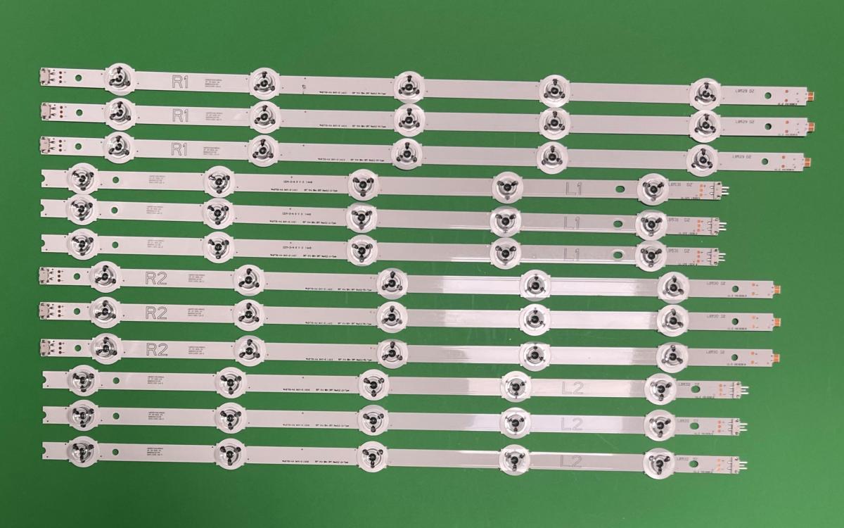 Led backlight strip for tv LG 50" V14 SLIM DRT REV 0.0 set 12 pcs ( R1 X 3pcs , R2 X 3pcs , L1 X 3pcs , L2 X 3pcs)  (50" V14 SLIM DRT REV0.2 R1-TYPE X 3pcs , 50" V14 SLIM DRT REV0.2 R2-TYPE X 3pcs, 50" V14 SLIM DRT REV0.2 L1-TYPE X 3pcs , 50" V14 SLIM DRT REV0.2 L2-TYPE X3pcs  ) 6916L-1825A, 6916L-1826A, 6916L-1824A, 6916L-1827A ,