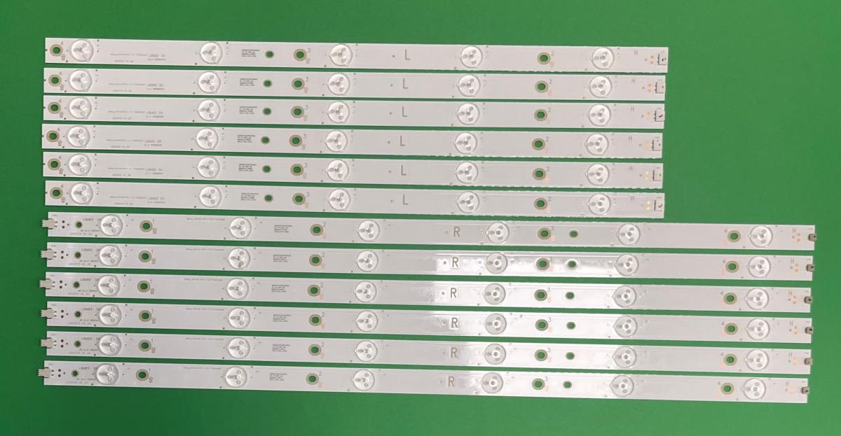 Led backlight strip for tv PHILIPS  50" set   6pcs X LB-PF3030-GJFHD500611-R-H / LB50018 V6_08 / LB50045 V1_00 / LB-PF3030-GJABL500612AFB2-R-H / R Type , 6LED / 3V &  6pcs X LB-PF3030-GJFHD500611-L-H / LB50018 V5_08 / LB50045 V0_00 / LB-PF3030-GJABL500612AFB2-L-H /  L Type , 5LED / 3V ,   (66LED) , LENGTH OF 1 ROW :  R+L : 1000mm , PHILIPS PART NUMBER : 705TLB50B337DL00L 705TLB50B339DL02LA