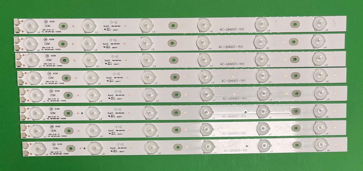 Led backlight strip for tv TCL 40" set 8pcs 40F2370-6EA / 4C-LB4006-YH3 / 4C-LB3906-YH4 / 4C-LB4006-YH1  , 6LED  , LENGTH : 400MM , 6V ,