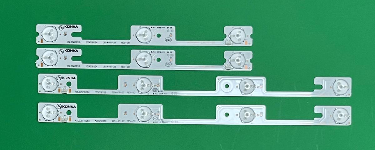 Led backlight strip for tv KONKA / TCL / THOMSON  32" set 4pcs:  KDL32MT626U 35019055   3LED  X 2pcs &  KDL32MT626U 35019056   4LED  X 2pcs