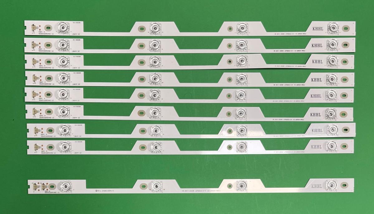 Led backlight strip for tv TCL 55" set  9pcs  ,   8pcs X  55HR330M04A0 V2    4LED  & 1pcs X  55HR330M04B0 V2    4LED , YHE-4C-LB5504-YH02R YHE-4C-LB5504-YH01R ,