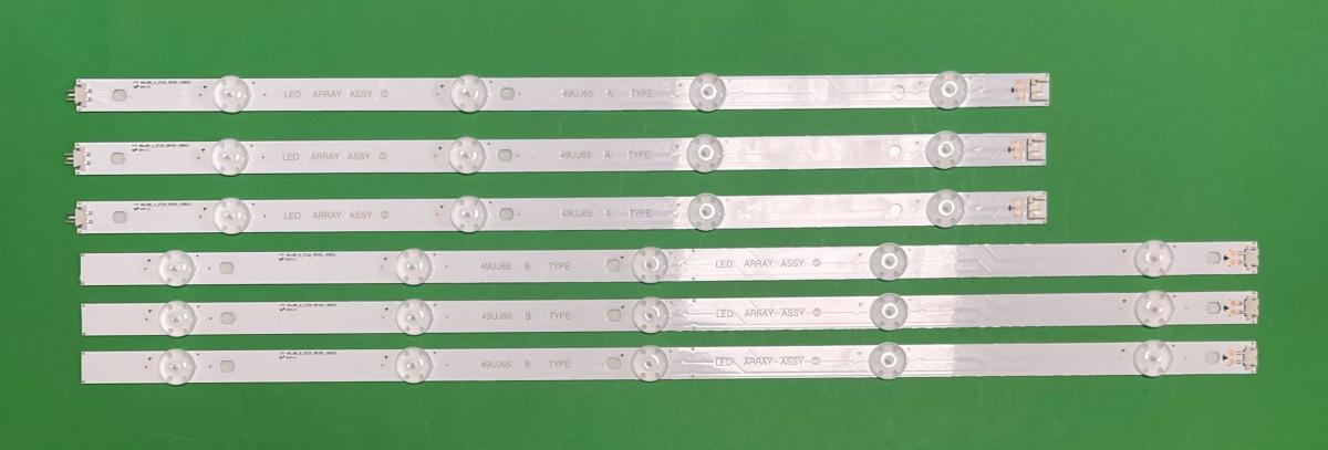 Led backlight strip for tv LG 49"  set 6pcs  , 17Y 49UJ65_A_27LED_REV00_160623 x 3pcs & 17Y 49UJ65_B_27LED_REV00_160623 X 3pcs  , AGF79079002 ,