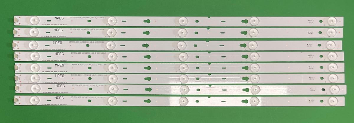Led backlight strip for tv TCL 55" set 8pcs X   TOT_55F3800A_2X5-3030C_V3 , OEM55LB09_LED3030_V0.3  6V , DŁUGOŚĆ : 570MM