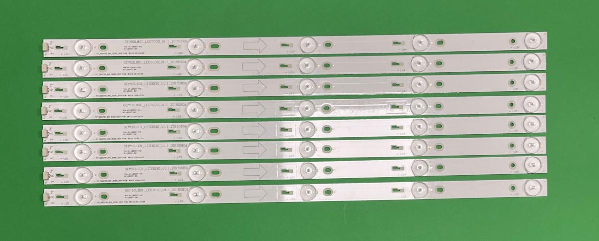 Led backlight strip for tv TCL 50" set 8pcs X    TOT_50D2700_8X5_3030C_5S1P , 50HR330M05A0 V2 , 4C-LB500T-YH2 , 5LED ,  6V, 485MM