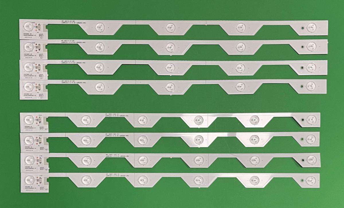 Led backlight strip for tv TCL 50" set 8 pcs , 4pcs X 50E5800 50HR330M05A5 V0 , 5LED , 6V , 524MM & 4pcs X 50E5800 50HR330M06A2 V0 , 6LED, 6V , 516MM