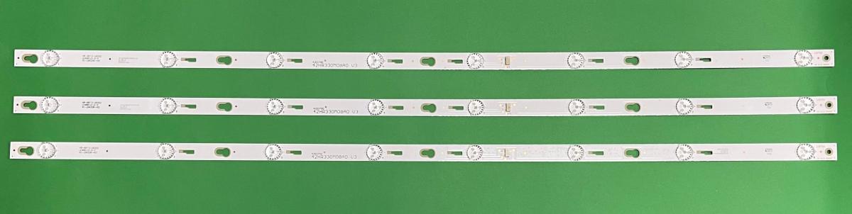 Led backlight strip for tv TCL 42" set 3pcs X 42HR330M08A0 V3 , 4C-LB4208-HQ1 ,  8LED , 6V , 805MM