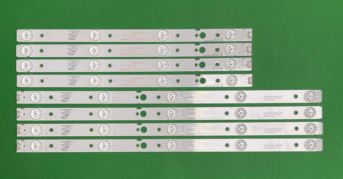 Led backlight strip for tv LG 43" set 8pcs , 4pcs X  CRH-A4330300105R6CNRve1.0 I , 5LED & 4pcs X CRH-A4330300104L6CNRve1.0 I ,  4LED , SW43D09L/R-ZC22AG-02 , CRH-A4330300104L6CN Rve1.0 I & CRH-A4330300105R6CN Rve1.0 I ,