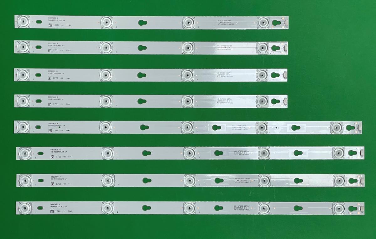 Led backlight strip for tv TCL 50" set 8 pcs , 4pcs X 50D2900 A , 50HR330M05A9 , 5LED & 4pcs X 50D2900 B , 50HR330M04B9 , 4LED , 4C-LB5004-HR01J 4C-LB5005-HR01J