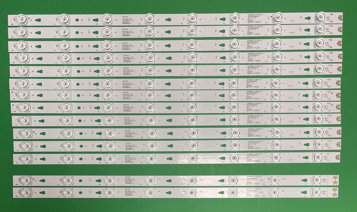 Led backlight strip for tv HAIER /  55" set 14pcs , 12pcs X LED55D8A-ZC14DFG-01 , PN:  30355008220 & 2pcs X LED55D8B-ZC14DFG-01 , PN:  30355008221 , 8LED , 3V , 555MM