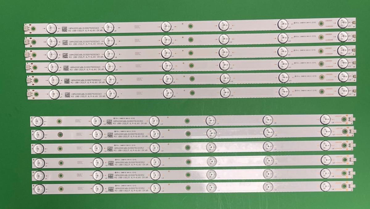 Led backlight strip for tv MANTA 55" set 12pcs , 6pcs X 18MH200C6BL0100079100352 A3 188-192LM  6.4-6.6V OX WR 6LED & 6pcs X 18MH200C6BL0100079200263 A3 188-192LM  6.4-6.6V OX WR 6LED ,