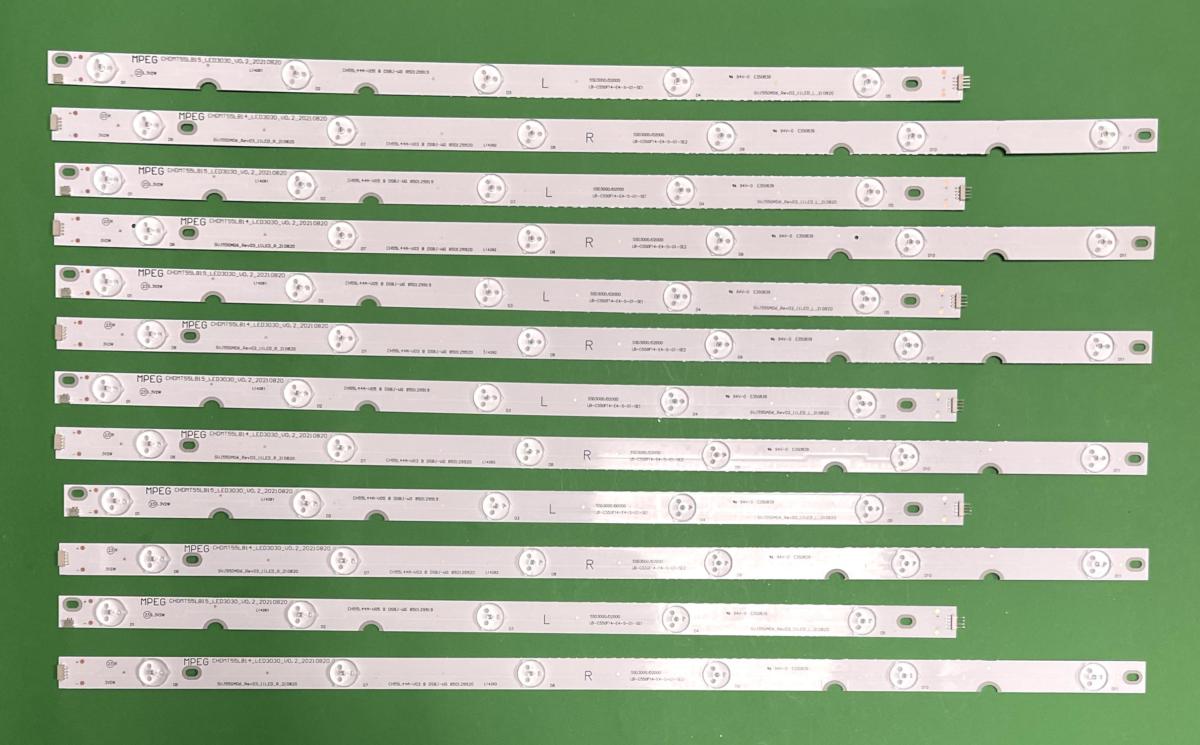 Led backlight strip for tv HITACHI 55" set 12pcs , 6pcs X SVJ550AD6-REV03-11LED-R & 6pcs X SVJ550AD6-REV03-11LED-L , LB55061 , 55D3000/D2000