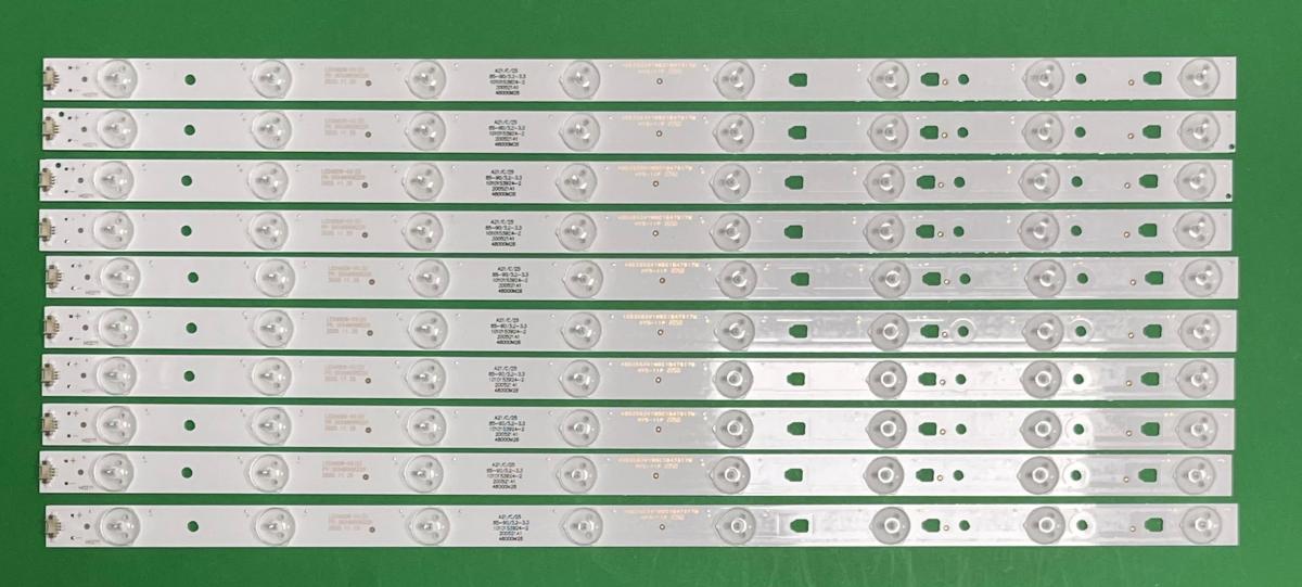 Led backlight strip for tv HITACHI 48" set 10pcs X LED48D08-ZC21AG-01 / LED48D8-03(A)/(D) , 8LED , 3V , 480MM