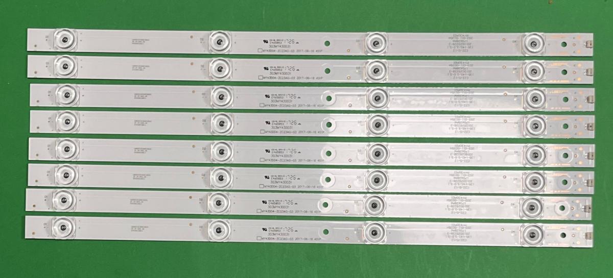 Led backlight strip for tv POLAROID 43" set 8pcs X MY43D04-ZC23AG-03 2017-06-16 4S1P  303MY430031 , 4LED , 3V , 415MM