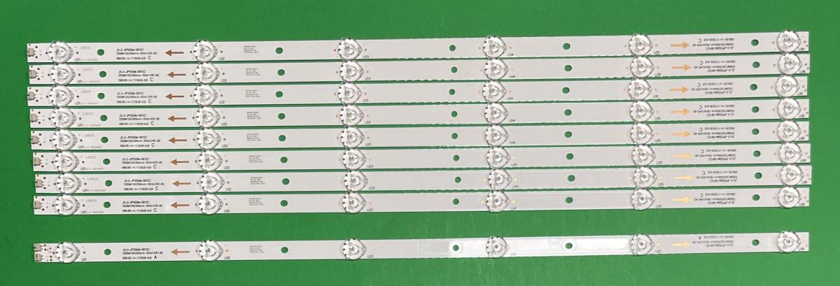 Led backlight strip for tv TCL 55" set 9pcs X 8pcs X JS-D-JP55DM-061EC 55DM1000/300mA-1BIN/UHD-8S   C , 6LED , 6V , 570MM & 1pcs X JS-D-JP55DM-061EC 55DM1000/300mA-1BIN/UHD-8S   A ,  6LED , 6V , 570MM ,