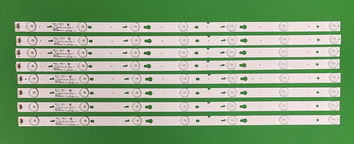 Led backlight strip for tv TCL 55" set 8pcs X TOT_55D2700_UD_8X7_3030C_V1 , 4C-LB3207-YH2 / 55D2700 / 55HR330M07A2 , 7LED , 3V , 570MM