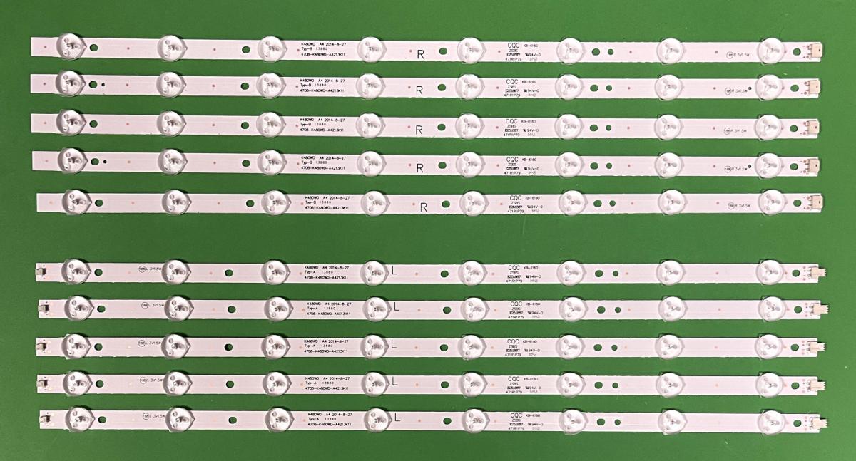 Led backlight strip for tv PHILIPS  48" set 10pcs , 5pcs X 4708-K480WD-A4213K01 , 8LED & 5pcs X 4708-K480WD-A4213K11 , 8LED