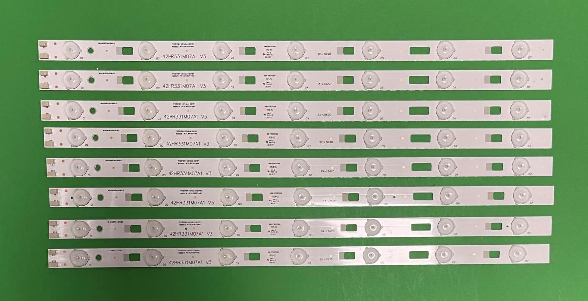Led backlight strip for tv TCL 42" set 8pcs X 42HR331M07A1 V3 ,  4C-LB4207-HQ1 , 7LED , 3V , 470MM