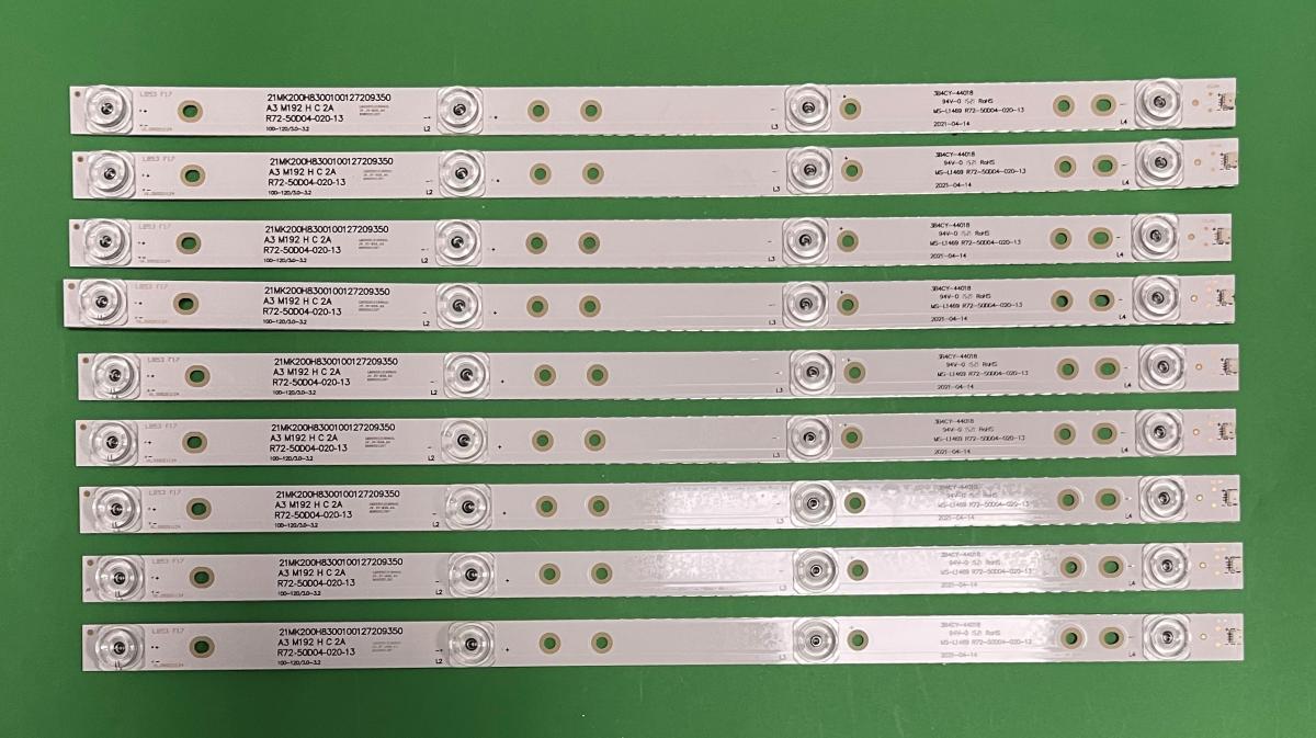 Led backlight strip for tv AKAI 50" set 9pcs X JS-D-JP50EU-042EC , MS-L1469 V5 , 21MK200H8300100127209350 , R72-50D04-020-13 , 4LED , 3V , 440MM