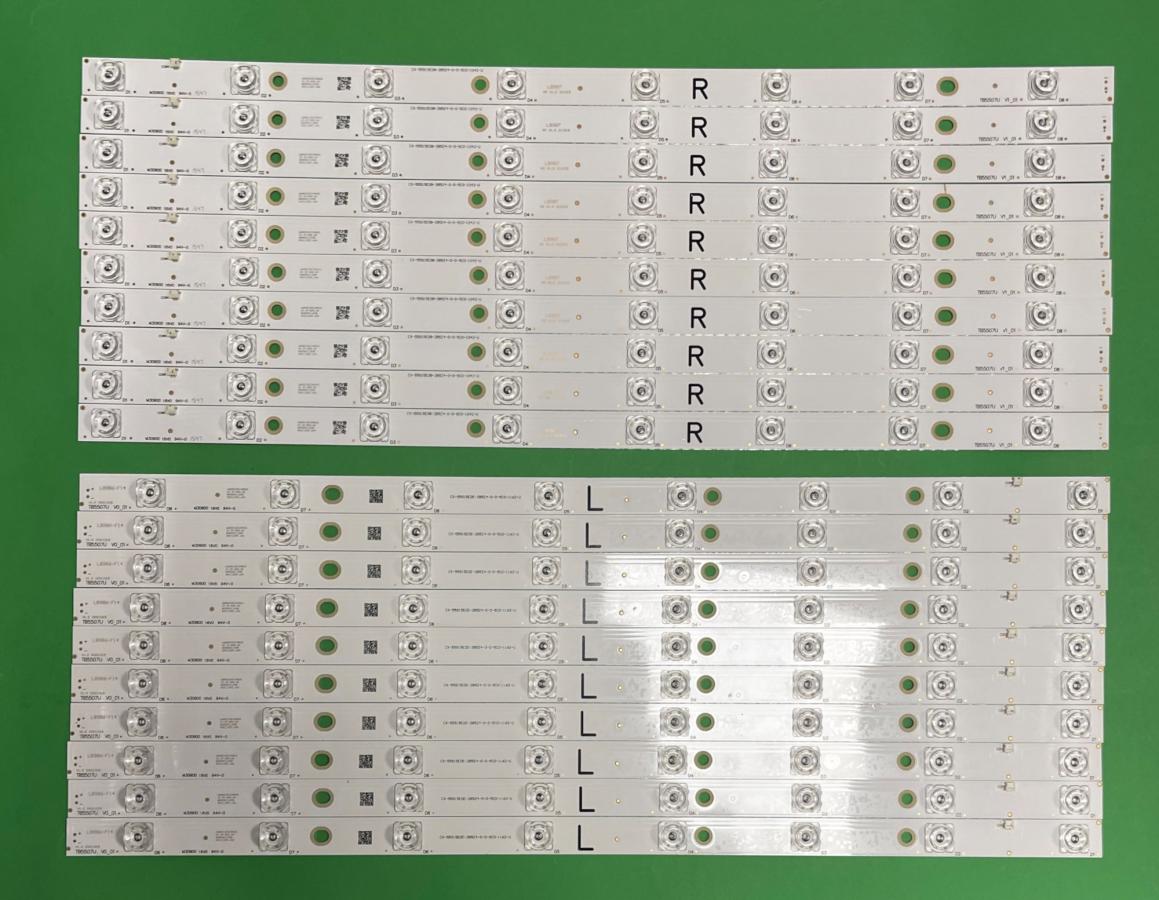 Led backlight strip for tv PANASONIC  55" set  20pcs , 10pcs X TB5507U V0_01 & 10pcs X TB5507U V1_01 , CX-55S15E0B-2B5Z-0-D-5C0-1042-UR & CX-55S15E0E-ZB5Z4-0-D-5C0-1162-UL ,