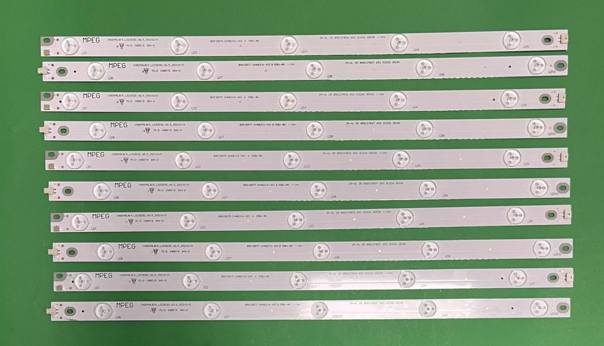 Led backlight strip for tv CHANGHONG 49" set 10pcs , 5pcs X CHGD49LB14-LED3030_V0.5_20 5LED 3V & 5pcs X CHGD49LB15-LED3030_V0.5_20 5LED 3V