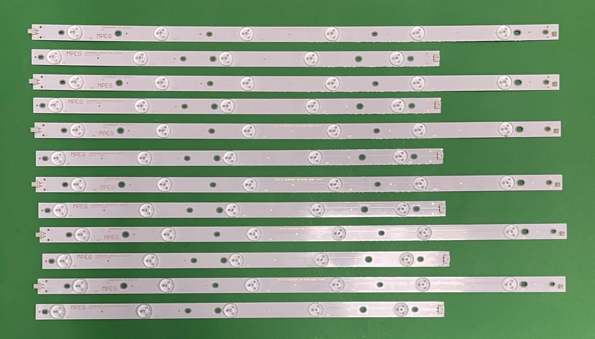Led backlight strip for tv CHANGHONG 50" set 12pcs , 6pcs X CHGD50LB29_V0.5 6LED 3V & 6pcs X CHGD50LB30_V0.5 5LED 3V