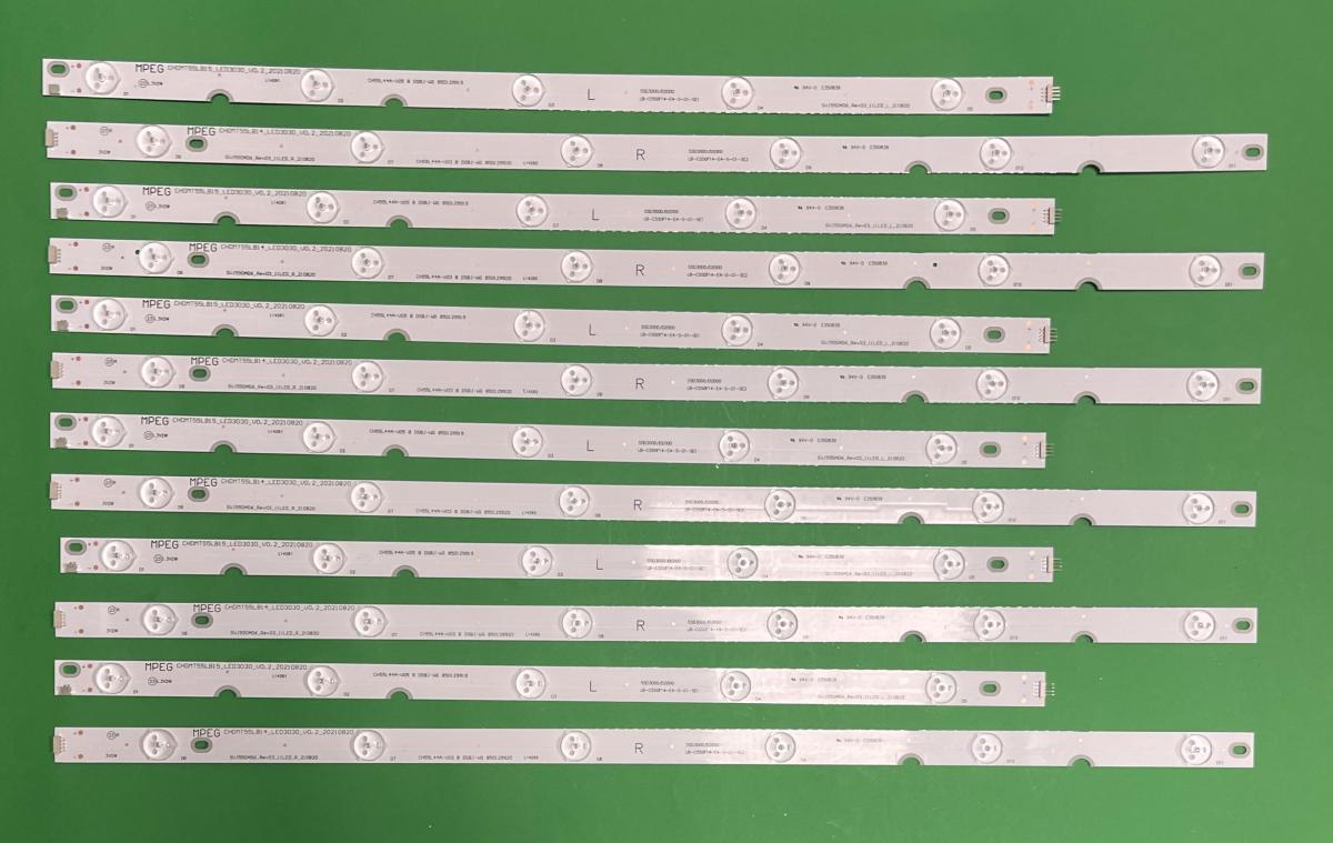 Led backlight strip for tv CHANGHONG 55" set 12pcs , 6pcs X LB-C550F14-E4-G1-SE1 & 6pcs X LB-C550F14-E4-G1-SE2 , CHDMT55LB15_LED3030_V0.2