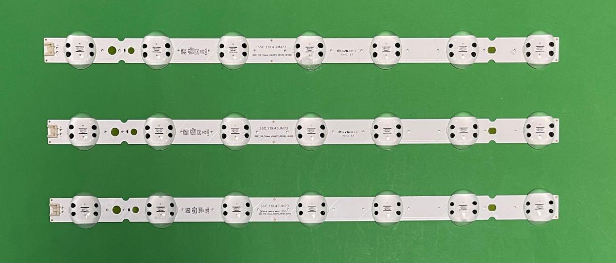 Led backlight strip for tv LG 43" set 3pcs X SSC.Y19.43UM73 , SSC_19Y_Trident_43UM73_REV00 , EAV64592401 , 7LED , 6V , 425MM , AGM76872401 ,