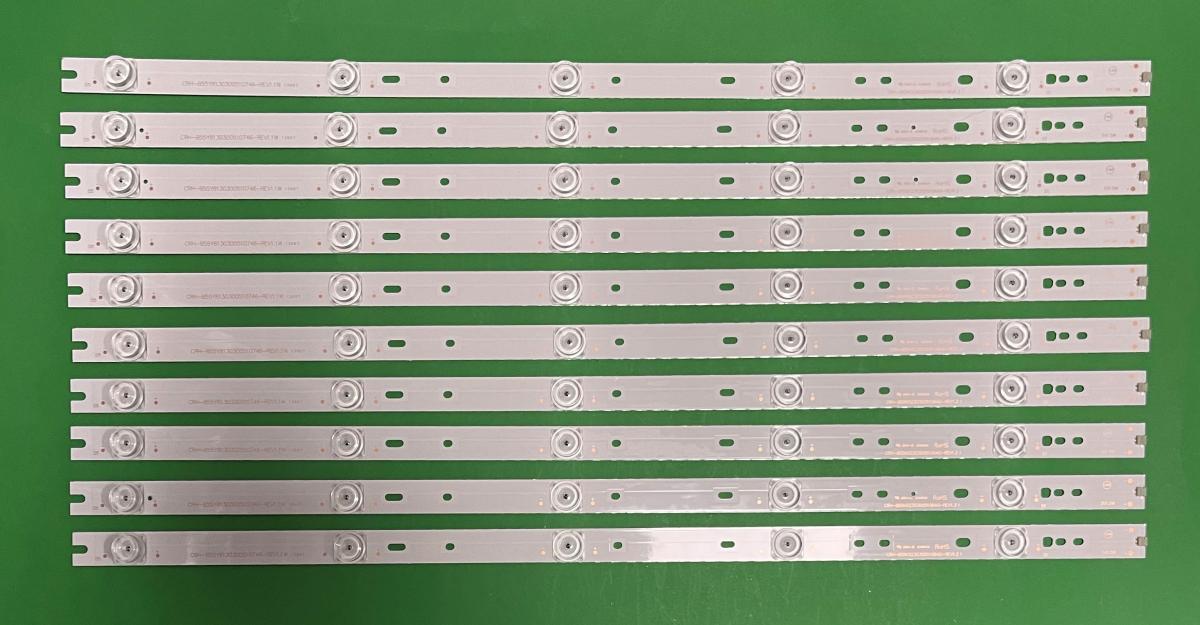 Led backlight strip for tv HAIER 55" set 10pcs X CRH-B55K52303005106AG-REV1.3I , CRH-B55Y8130300510746-REV1.1  5LED , 3V , 560MM