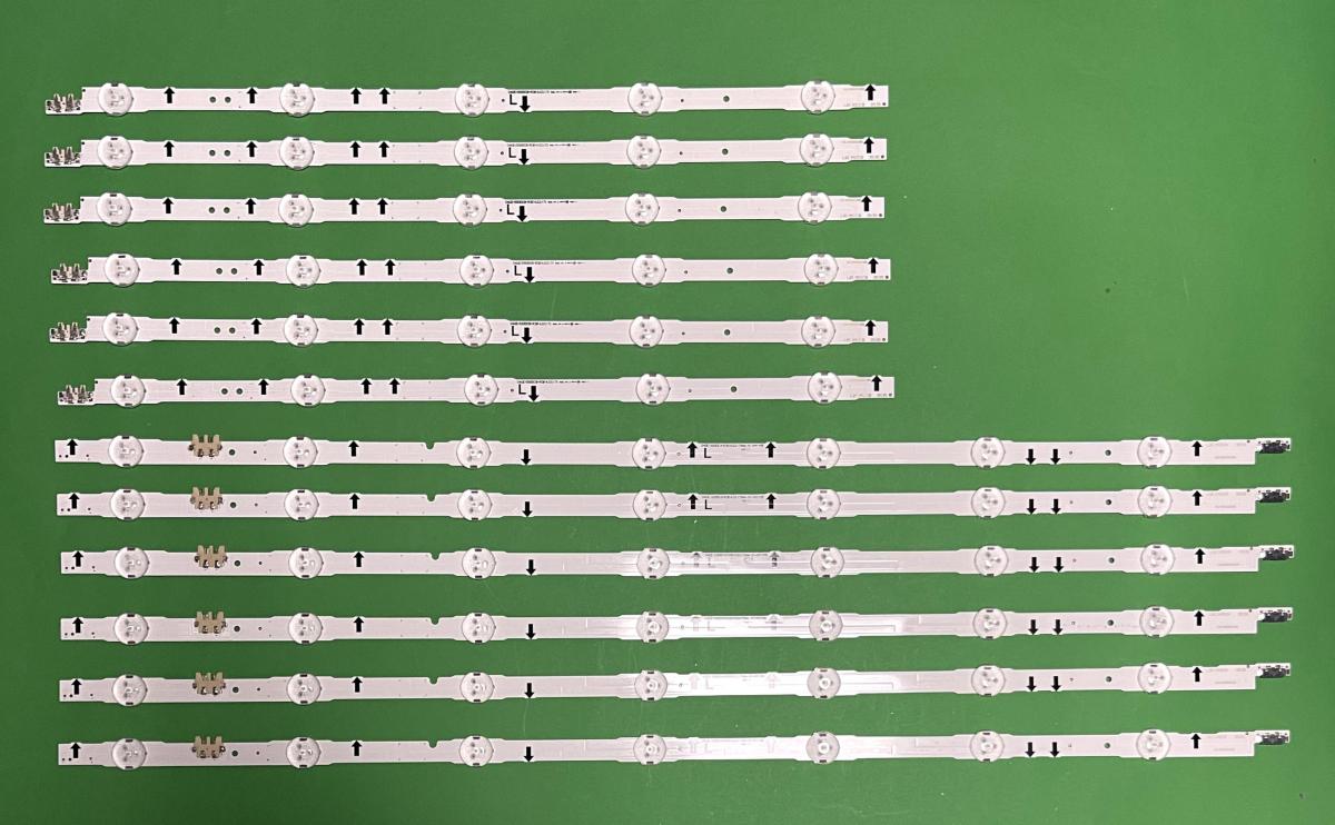 Led backlight strip for tv  SAMSUNG 55" set  12pcs , 6pcs X D4GE-550DCA-R3 7LED , SAMSUNG_2014SVS55_3228_L05_REV1.1 ,  BN96-30431A & 6pcs X  D4GE-550DCB-R3 5LED , SAMSUNG_2014SVS55_3228_R05_REV1.1 ,  BN96-30432A