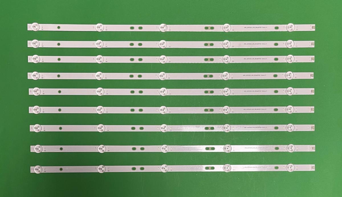 Led backlight strip for tv RCA / MANTA 55" set 9pcs X HRS_SQY55D3_5X9_2W_MCPCB 12mm_V1 , 5LED , 3V , 530MM
