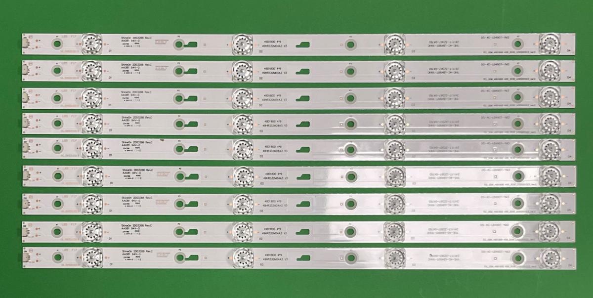 Led backlight strip for tv TCL 49" set 9pcs X TCL_ODM_49D1800 4X9_3030_LX20161124 49HR332M04A3 V3 4C-LB490T-HR2 49R80 DS-4C-LB490T-YM3 YHE-4C-LB490T-YHHC , 4LED , 450MM