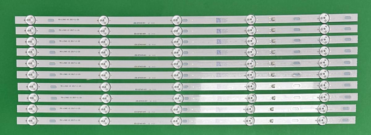 Led backlight strip for tv MANTA 55" set 10pcs X MS-L1960 V2 2017-11-20 P0001 V1 2018-11-14 D22-550-GJMC03 , 5LED , 3V , 537MM ,