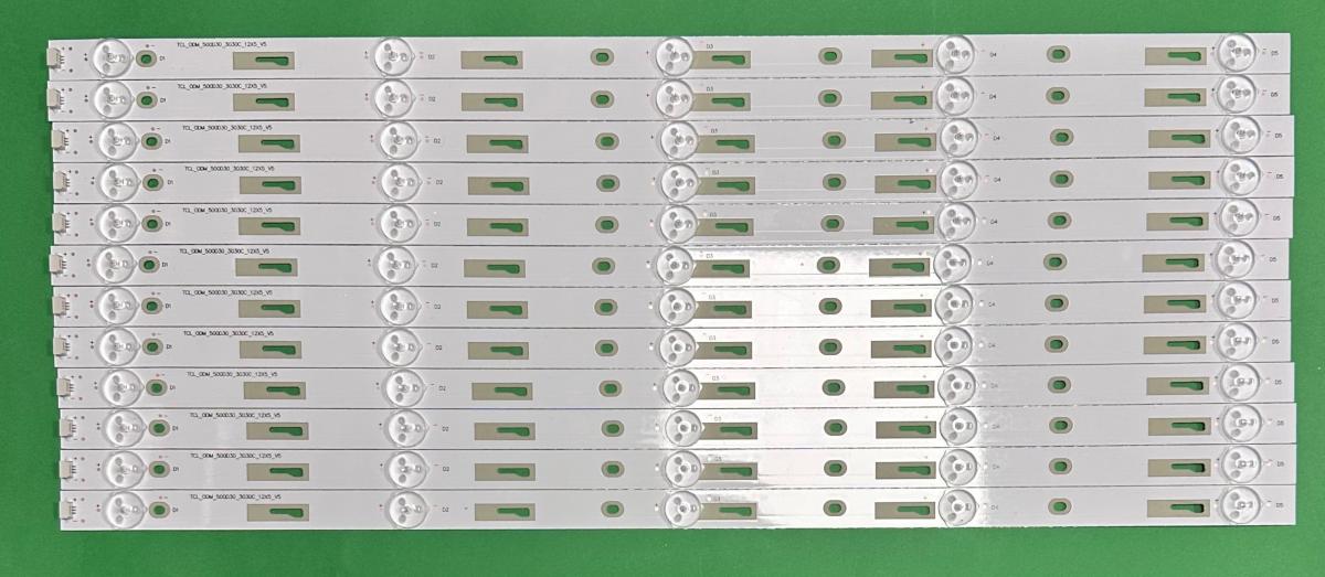 Led backlight strip for tv TCL 50" set  12pcs X TCL_ODM_500D30_3030C_12X5_V5 4C-LB500-THR1 50HR330M05A1 V1 , 5LED , 517MM , 6V ,