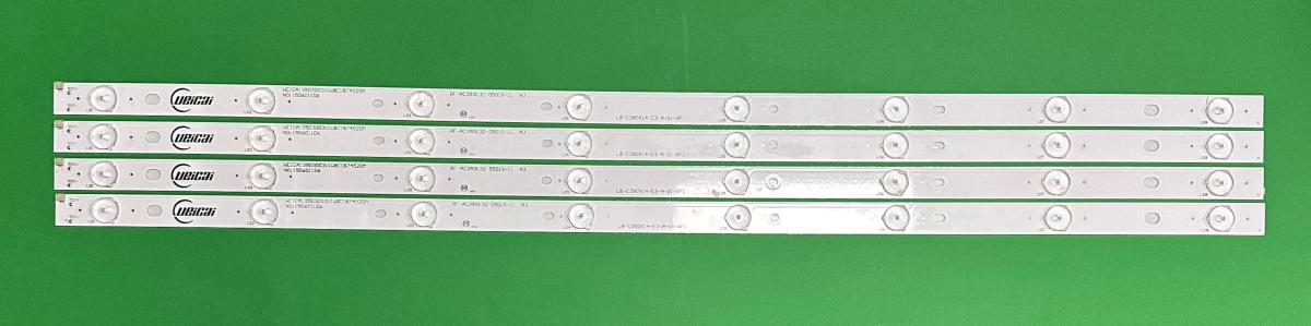 Led backlight strip for tv HITACHI 39" set 4pcs x LB-C390X14-E3-A-G1-RF1  RF-AC390E32-0501S-11 A3 , 8LED , 3V , 745MM ,