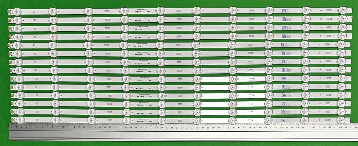 Led backlight strip for tv MANTA 65" set 14pcs X SQY65P7_10X14_MCPCB_V1 , 10LED , 650MM , 3V ,