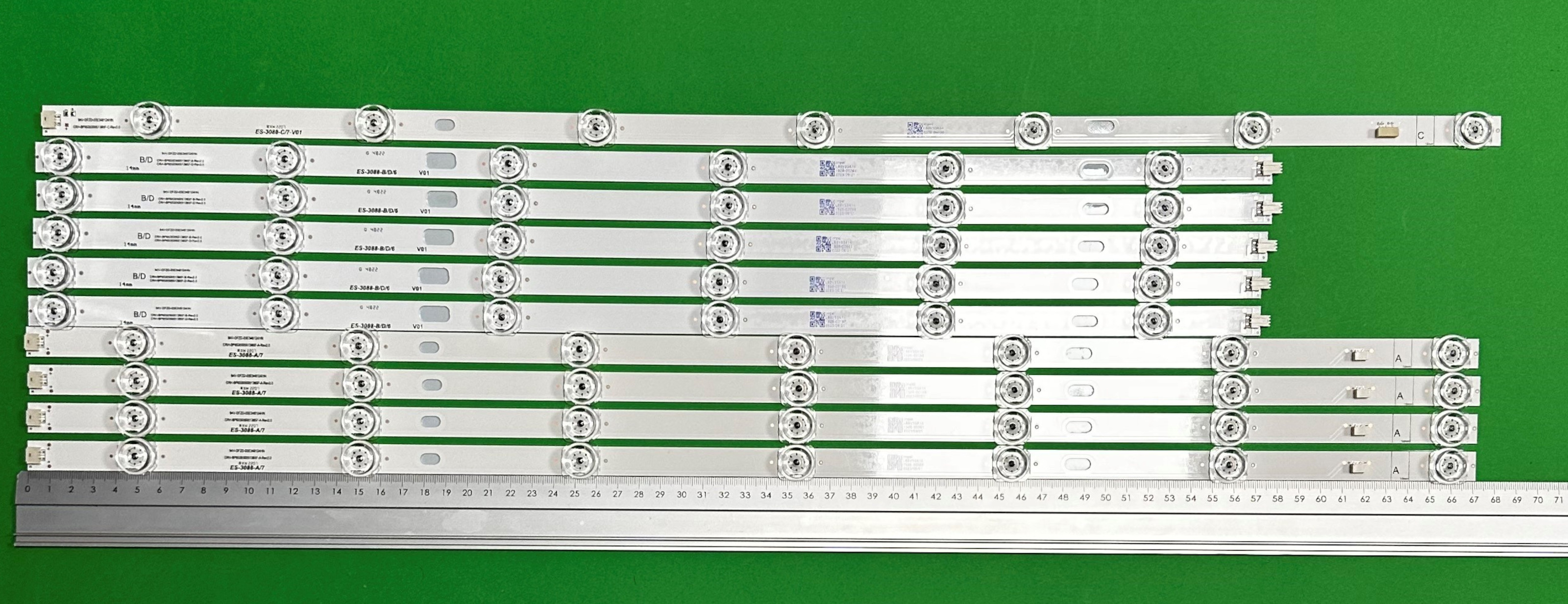 Led backlight strip for tv XIAOMI 65" set 10pcs , 4pcs x CRH-BP653030051385F-A & 4pcs x CRH-BP653030051385F-B & 1pcs x CRH-BP653030051385F-C & 1pcs x CRH-BP653030051385F-D ,