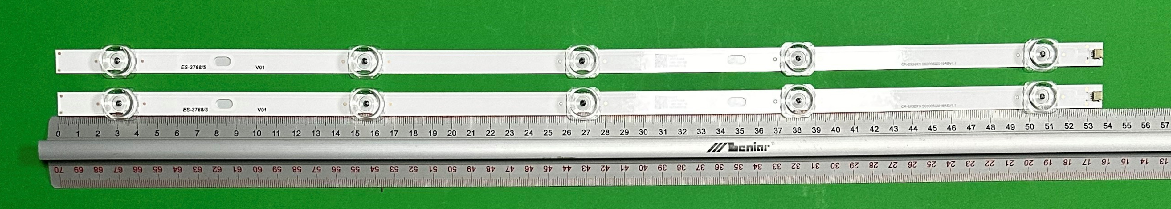 Led backlight strip for tv HISENSE 32" set 2pcs x CRH-BX32X1H30300502019 , 5LED, 539MM , 3V ,