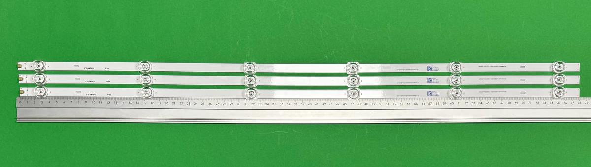 Led backlight strip for tv HISENSE 43" set 3pcs X CRH-BXBT43Y1303006030AKREV1.0 , BXBT43Y1303006030AKREV1.0 , HD425Y1U71-T0L1+2020102001+SVH430AG8 , 6LED , 781MM , 3V ,