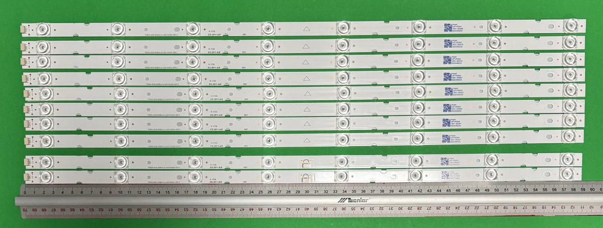 Led backlight strip for tv TCL 65" set 10pcs , 8pcs x TCL-65D8-3030-8X8EA-A-LX20190328.VER.2 4C-LB65C0-HR03L 4C-LB65C0-HR04L & 2pcs xTCL-65D8-3030-2X2EA-B-LX20190328.VER.2 4C-LB6508-YH06J YHE-4C-LB6508-YH06J  , 8LED , 590MM , 6V ,