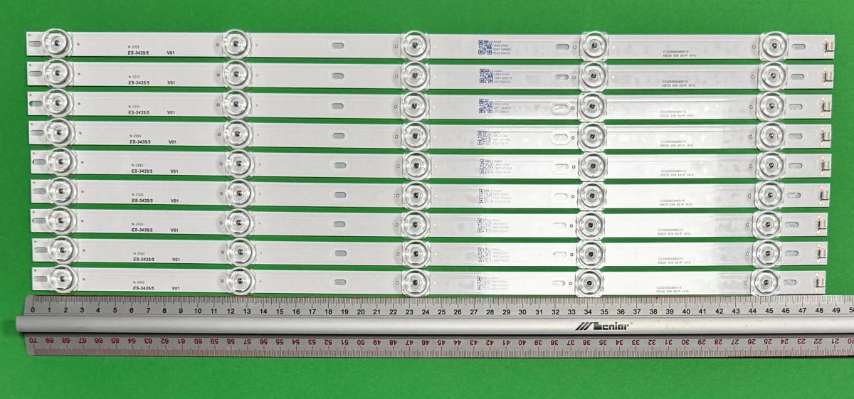 Led backlight strip for tv BAIRD 55" set 9pcs X CC02550D485V10 55E20 5X9 5S1P 1410 , 5LED , 486MM , 3V ,
