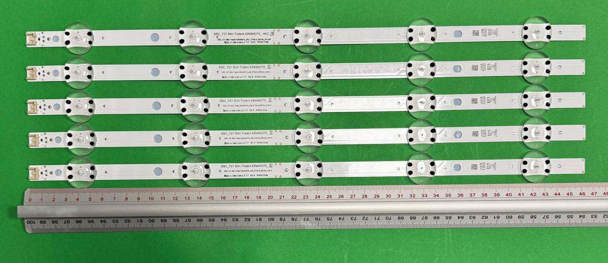 Led backlight strip for tv LG 43" set 5pcs X SSC_Y21 SLIM TRIDENT 43NANO75_HKC EAV65034101 , 5LED , 466MM , 3V ,