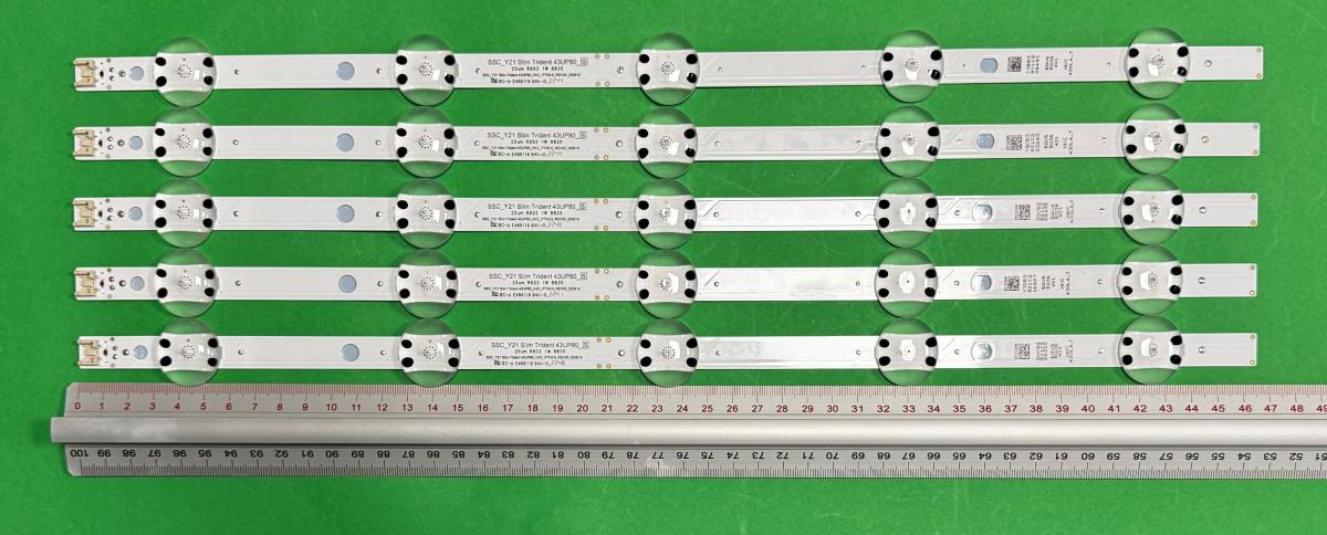 Led backlight strip for tv LG 43" set 5pcs X SSC_Y21 SLIM TRIDENT 43UP80_BOE_PTN0.6 EAV65036401 , 5LED , 3V ,