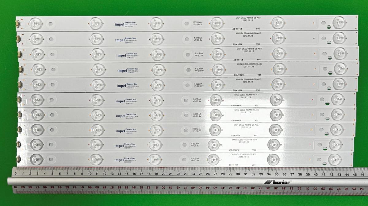 Led backlight strip for tv MANTA 46" set 10pcs X MKN-DLED-460M8-06-A02 , 6LED, 452MM , 3V ,