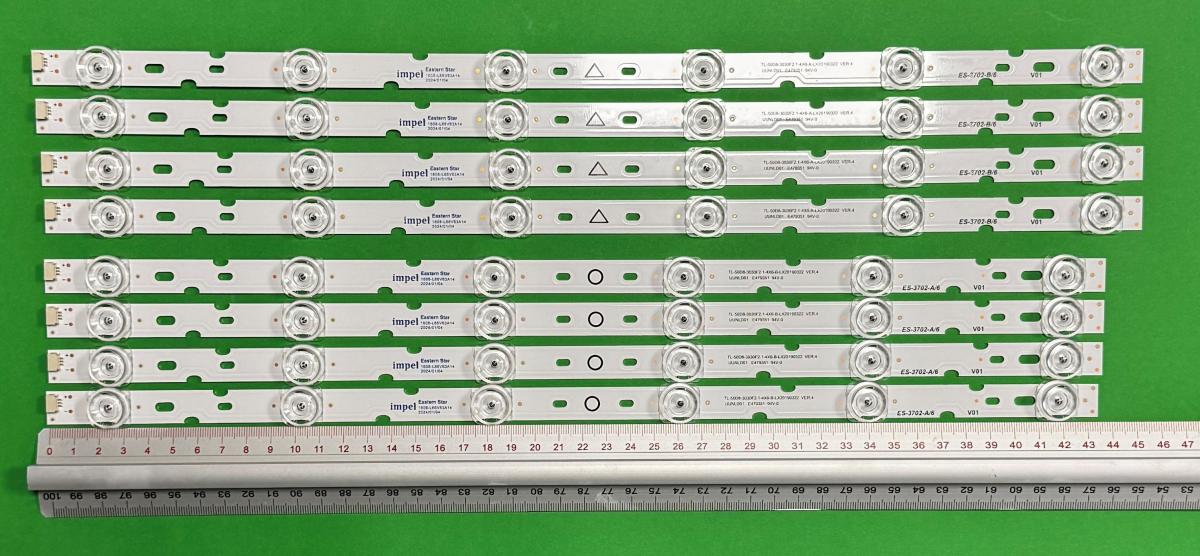 Led backlight strip for tv TCL 50" set 8pcs , 4pcs X 4C-LB5006-YH03J TCL-50D8-3030F2.1-4X6-A-KX20190322 , 450MM , 6LED , 6V & 4pcs X 4C-LB5006-YH04J TCL-50D8-3030F2.1-4X6-B-KX20190322 , 436MM , 6LED , 6V