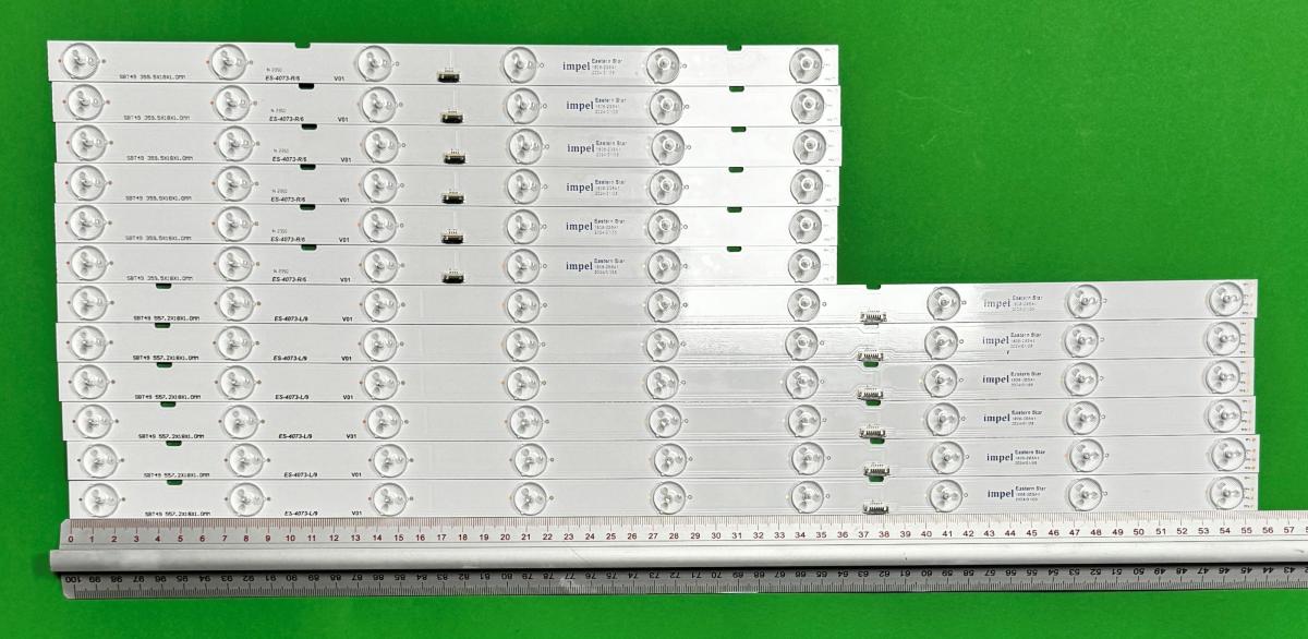 Led backlight strip for tv SONY 49" set 12pcs , 6pcs X SBT49 , 360MM , 6LED , 12V & 6pcs X SBT49 , 9LED , 557MM , 12V ,