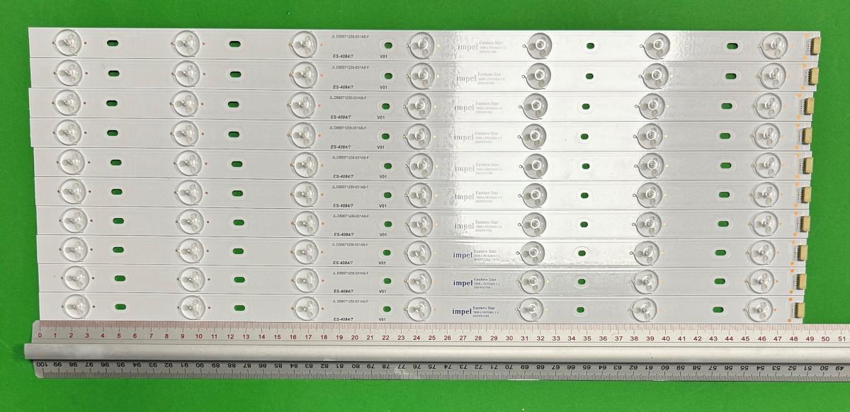 Led backlight strip for tv MANTA 50" set 10pcs X JL.D50071235-031AS-F , 7LED , 487MM , 3V ,