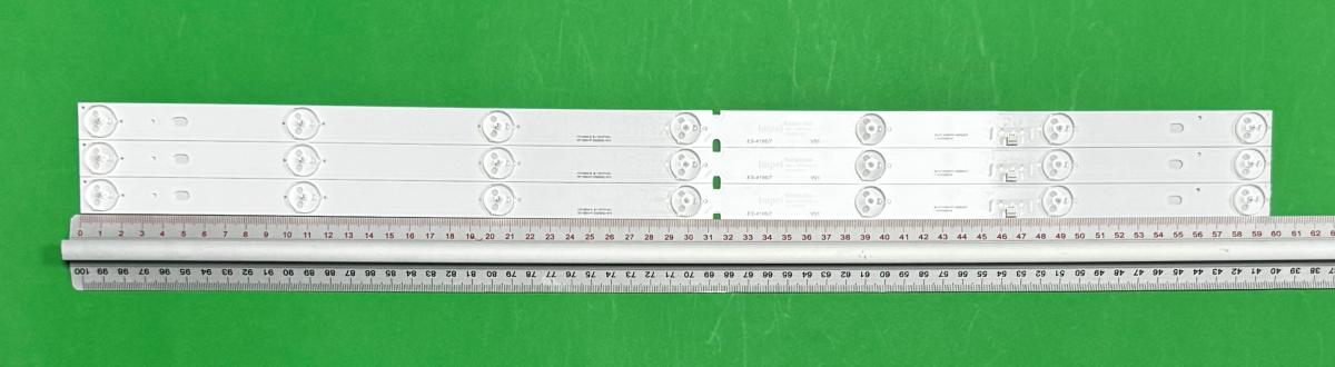 Led backlight strip for tv MANTA 32" set 3pcs X SJ.HT.D3200701-2835DS-F, 1.14.FD3200/15,D320S02-1814 , 1701000418 B-112T07V3C-151105N-HT , 7LED , 597MM , 3V ,