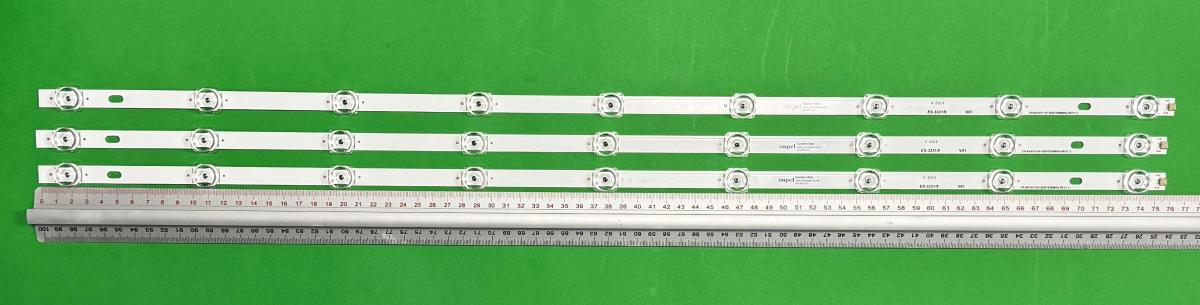 Led backlight strip for tv HISENSE 43" set 3pcs X CRH-BX43V1U513030T03098AQ-REV1.3 , BX43V1U513030T03098AQ-REV1.3  JL.D42591330-003AS-M , 9LED , 761MM , 3V ,