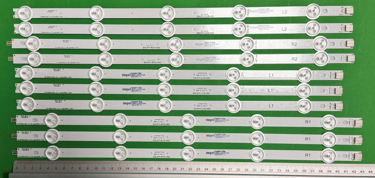Led backlight strip for tv LG 42" set 12pcs (6916L-1121A R1 X 3pcs , 6916L-1120A L1 X 3pcs , 6916L-1122A L2 X 2pcs , 6916L-1123A R2 X 2pcs )